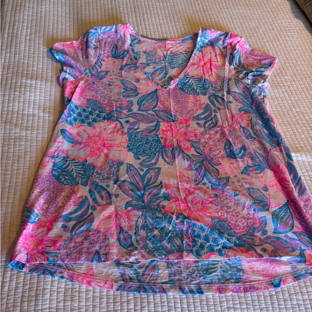 Lilly Pulitzer Pink and Blue Floral Top
